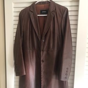 Express leather trench coat